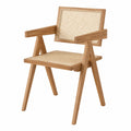 Esszimmerstuhl aus Eichenholz und Rattan Hellbraun 56x54x82 cm