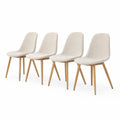 Esszimmerstuhl Set Textil Beige mit Holzbeinen