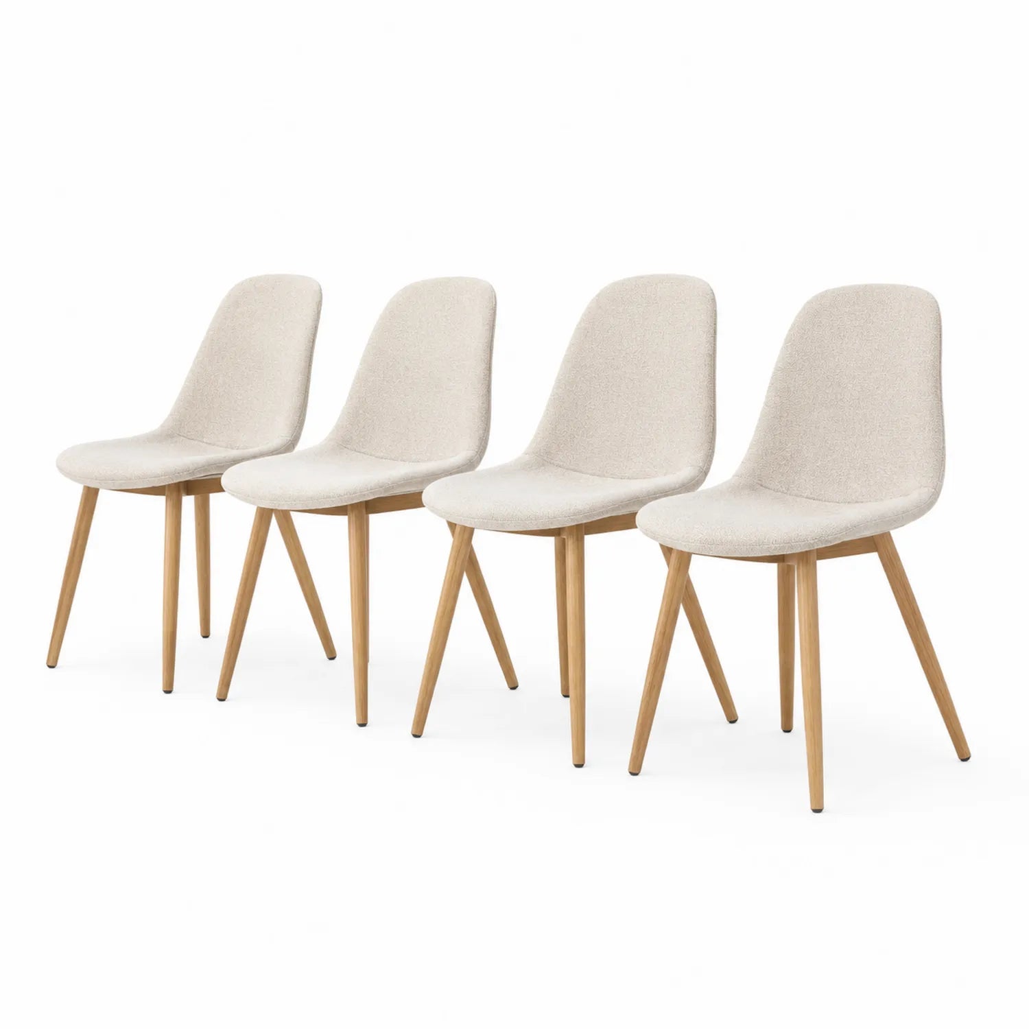 Esszimmerstuhl Set Textil Beige mit Holzbeinen