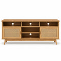 TV-Schrank aus Eichenholz und Rattan 150x45x60 cm