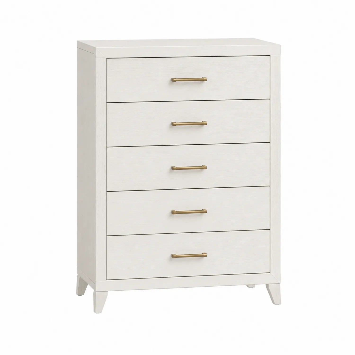 Kommode mit 5 Schubladen Weiß MDF und Metall 120x80x40cm