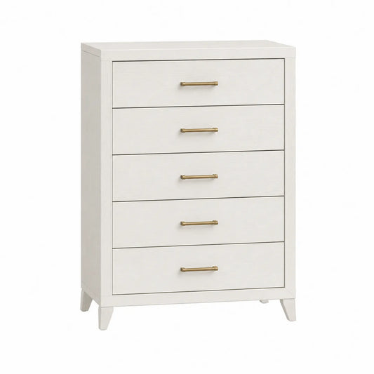 Kommode mit 5 Schubladen Weiß MDF und Metall 120x80x40cm
