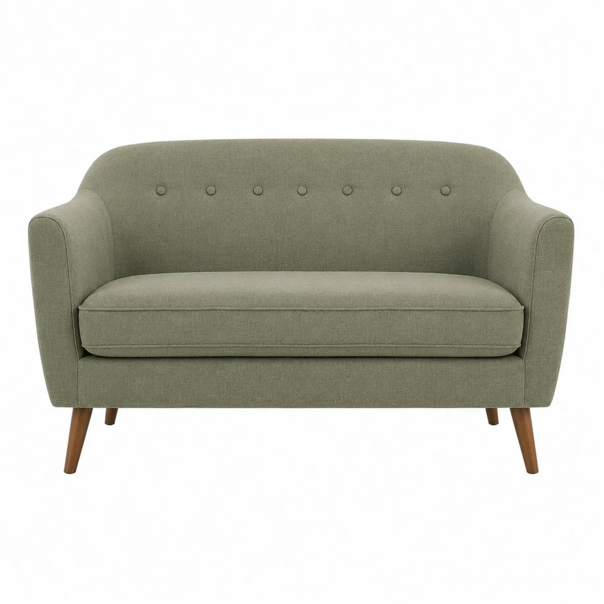 Zweisitzer Sofa Stoff Grün Massivholzbeine 140 cm
