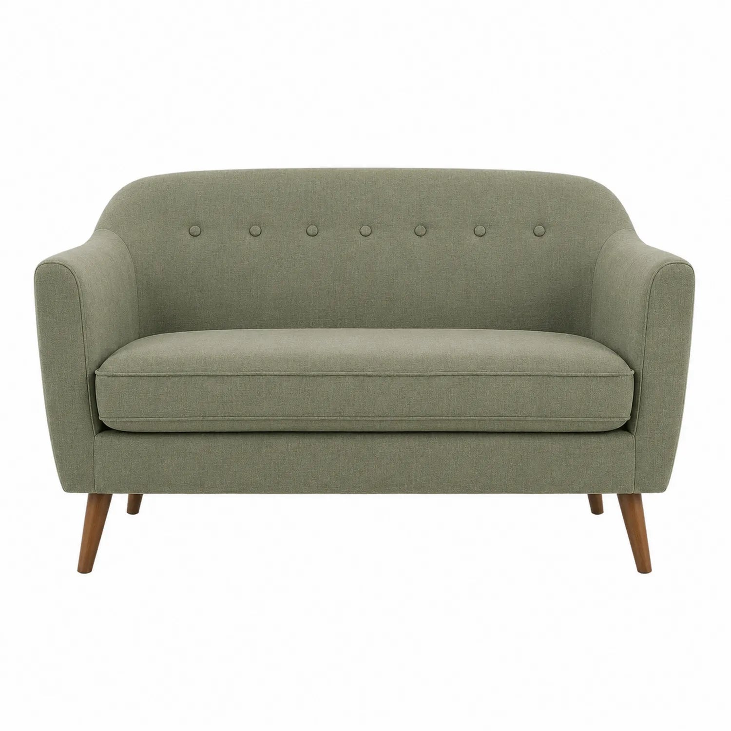 Zweisitzer Sofa Stoff Grün Massivholzbeine 140 cm