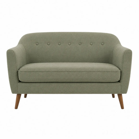 Zweisitzer Sofa Stoff Grün Massivholzbeine 140 cm