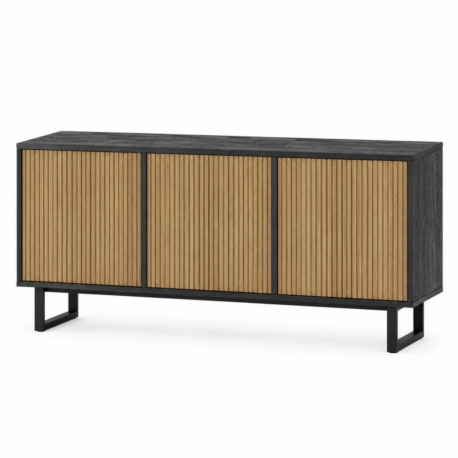 Sideboard Holz mit Metall Schwarz/Natur 180x45x70 cm