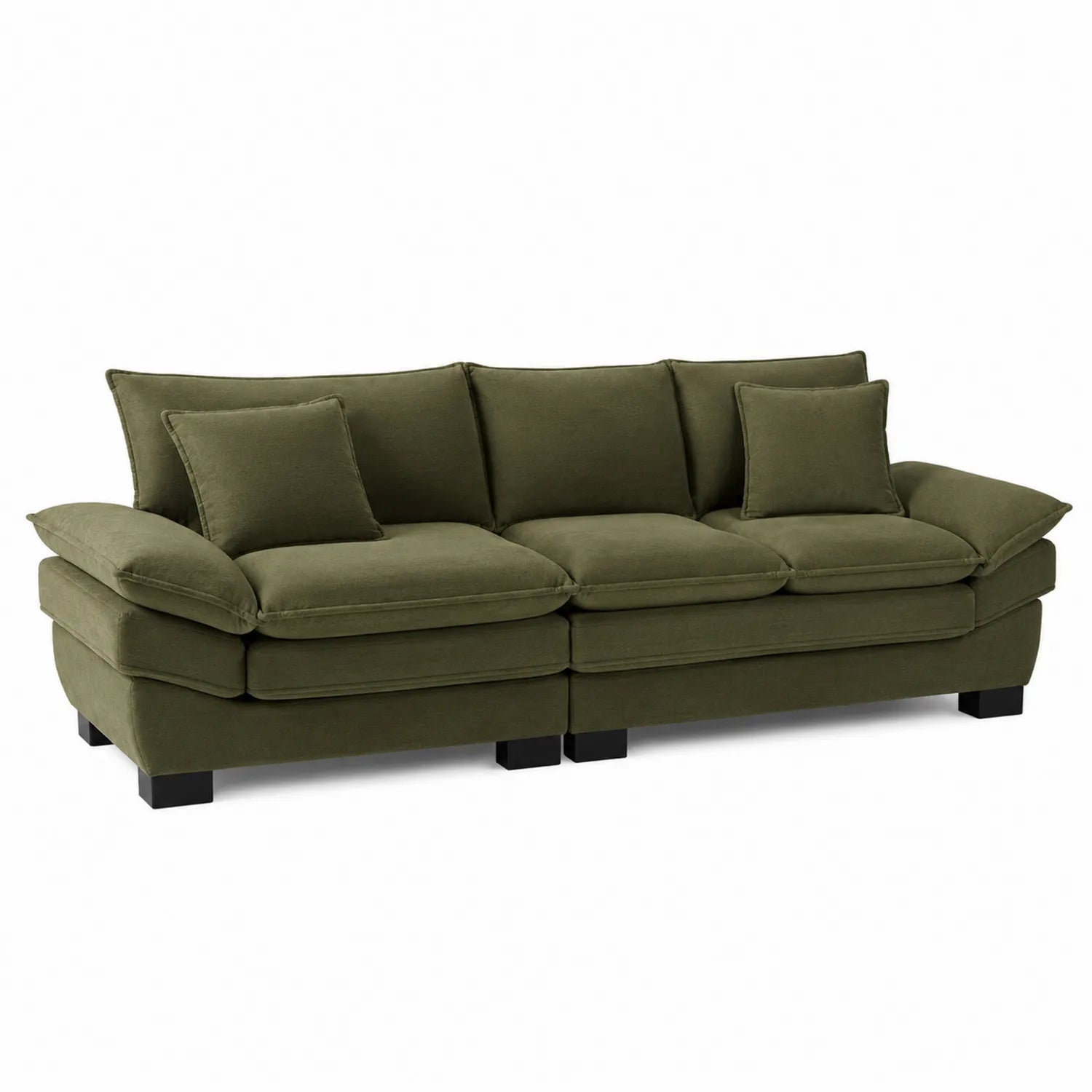 3-Sitzer Sofa Holzrahmen Polyester Olivgrün