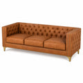 Dreisitzer Sofa aus PU-Leder mit Massivholzrahmen Braun
